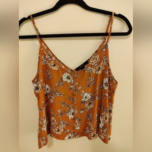 Forever 21 Crop Button Front Floral Tank